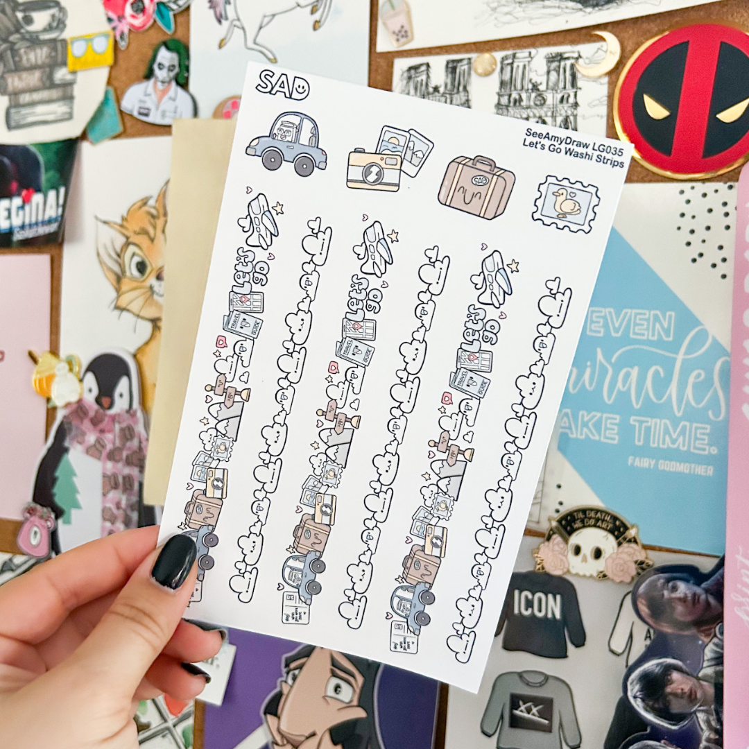 LG035 Let's Go Washi Strips | Regular Matte or Clear Matte