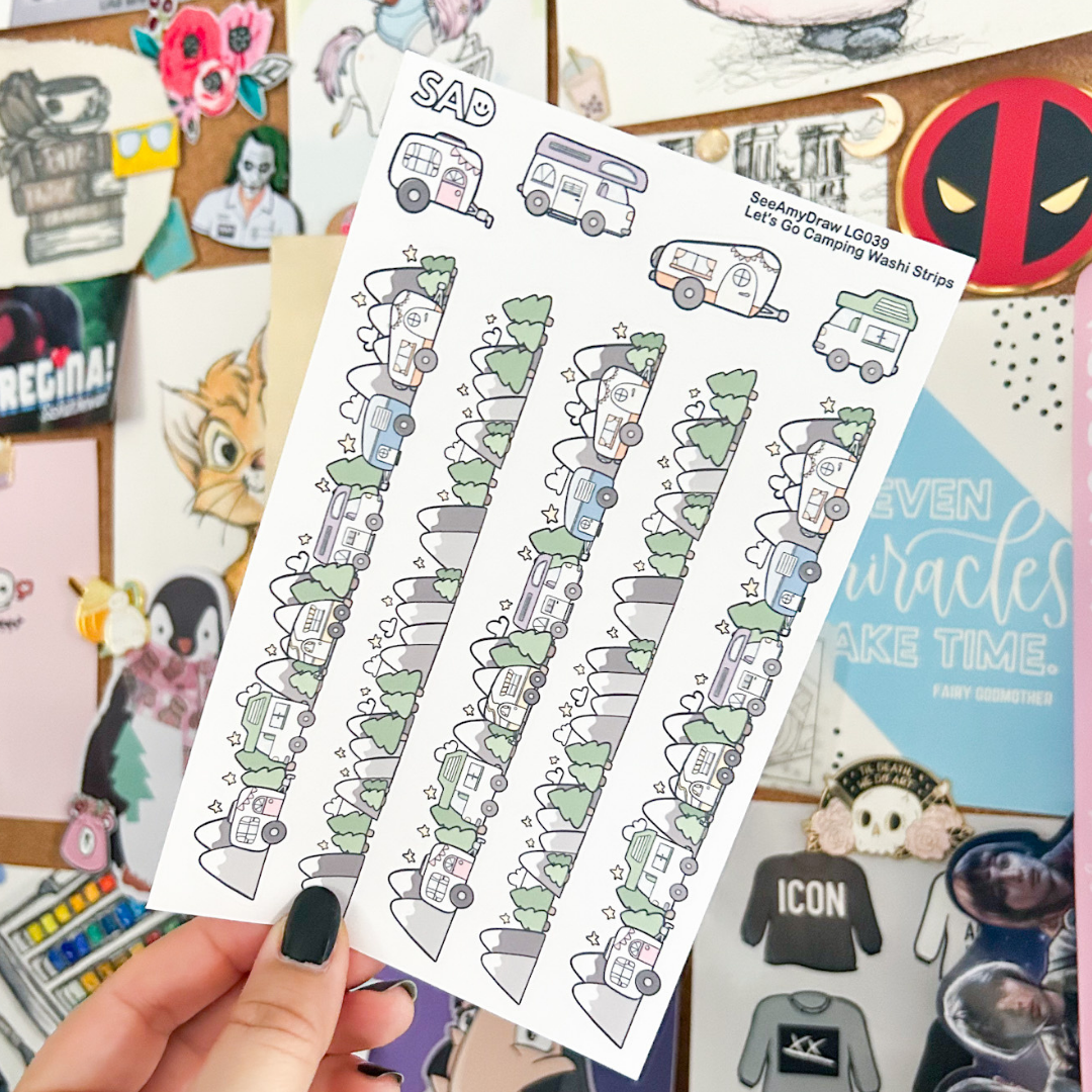 LG039 Let's Go Camping Washi Strips | Regular Matte or Clear Matte
