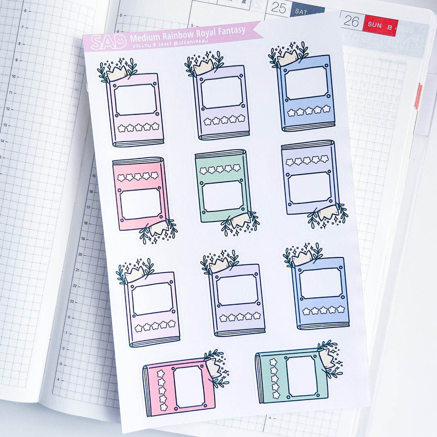 Medium Rainbow Bookish Rating Sticker Sheet | Regular Matte or Clear Matte