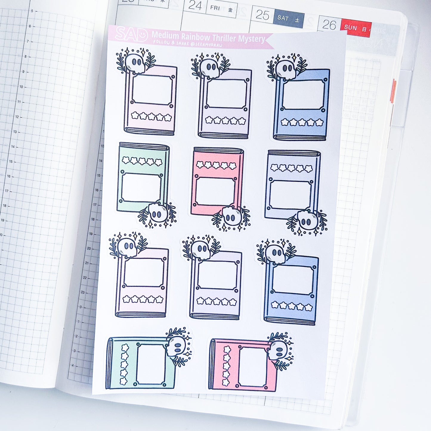 Medium Rainbow Bookish Rating Sticker Sheet | Regular Matte or Clear Matte