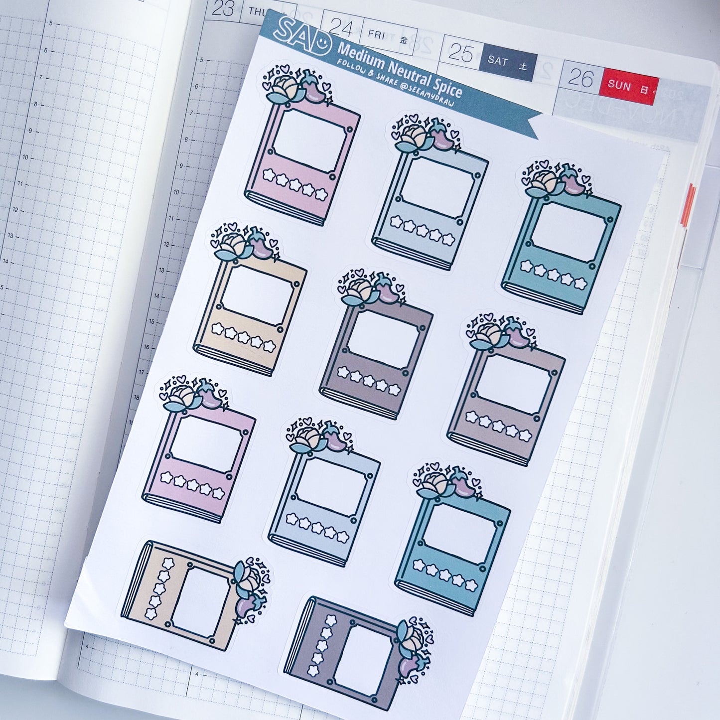 Medium Neutral Bookish Rating Sticker Sheet | Regular Matte or Clear Matte