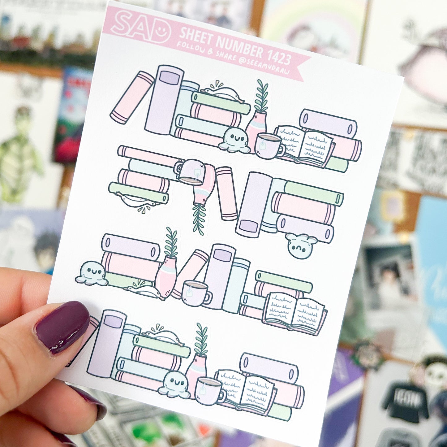 Bookish Washi Strip Sticker Sheet | Regular Matte or Clear Matte