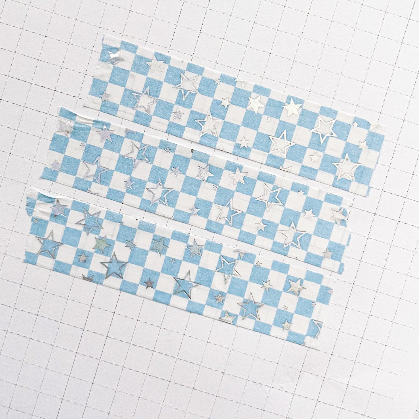 Blue Checker SAD Stars | 15mm Holo Foil Washi Tape