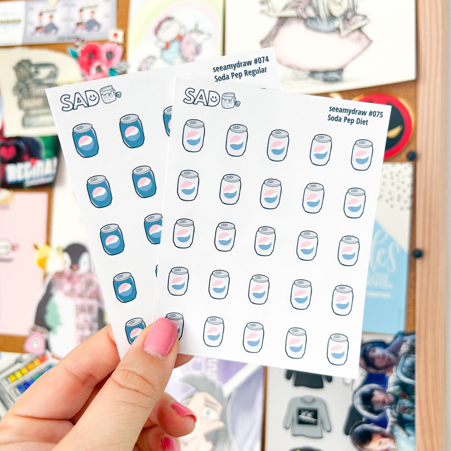 Soda Pep Regular or Diet Sticker Sheet | Regular Matte or Clear Matte
