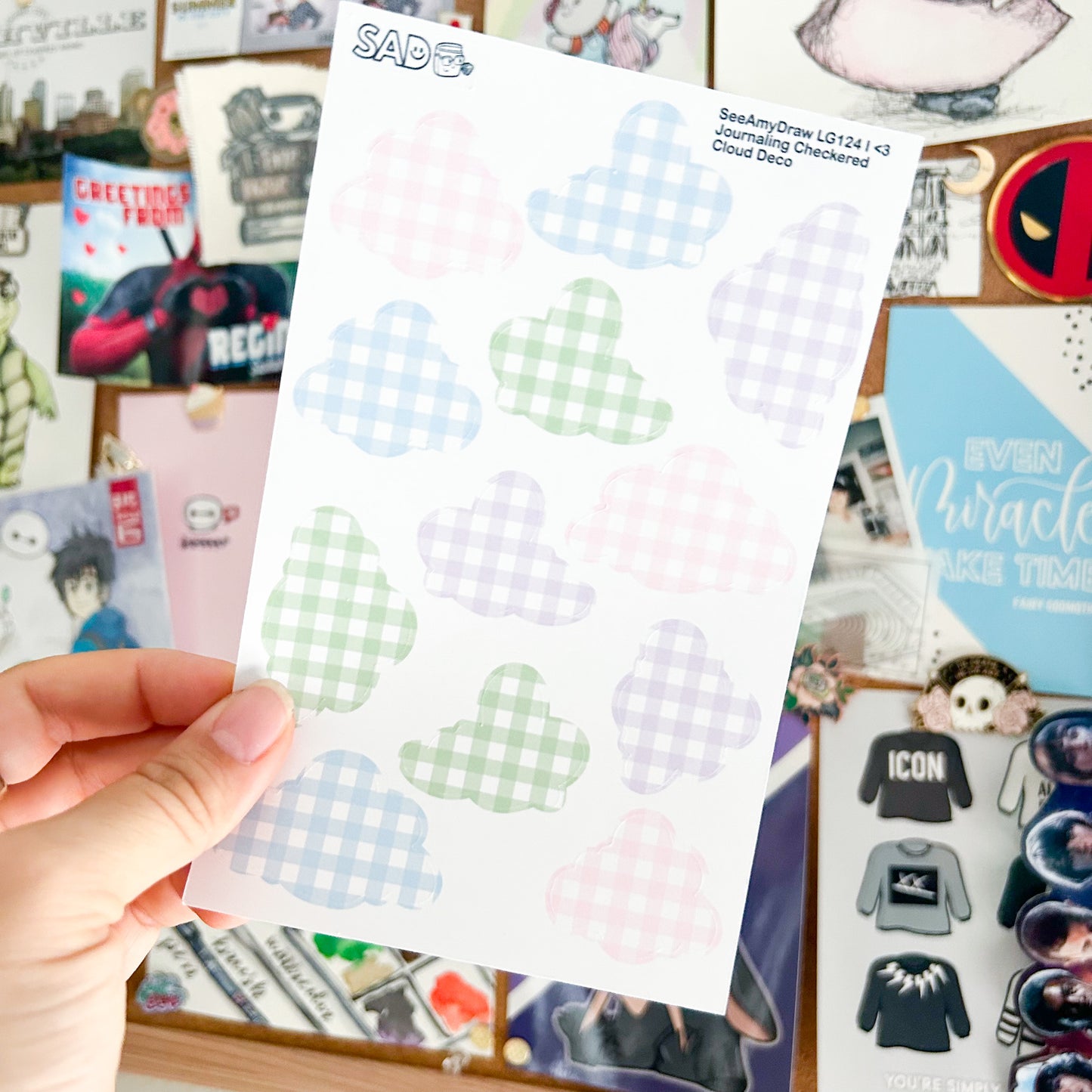 LG124 I <3 Journaling Checkered Cloud Deco