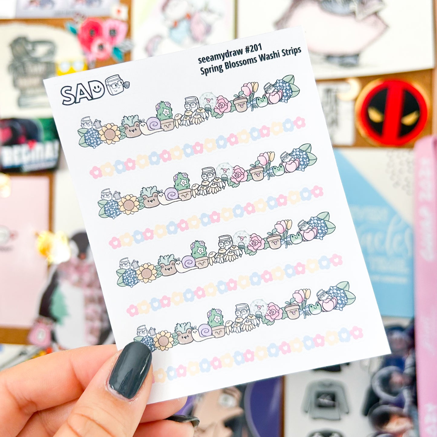 201 Spring Blossoms Washi Strips | Regular Matte or Clear Matte