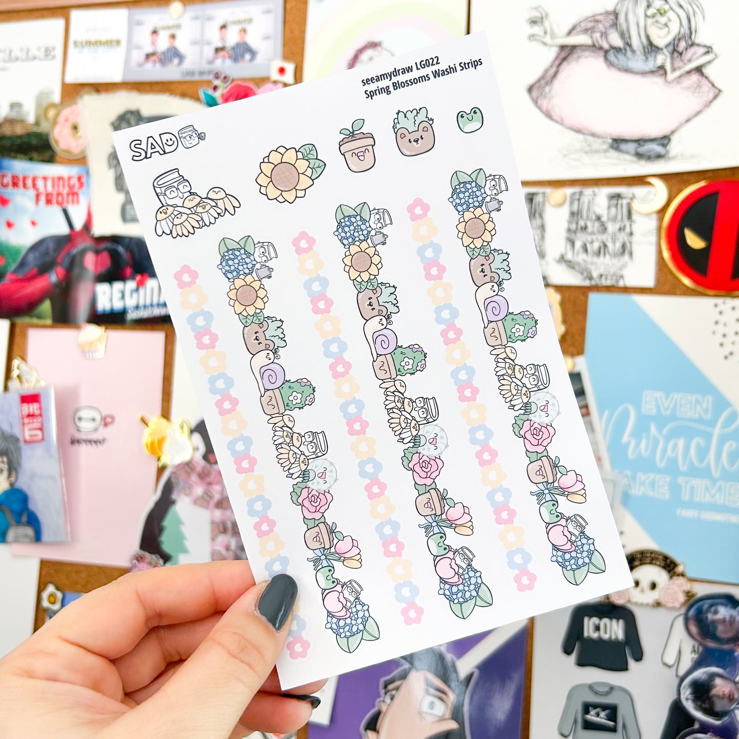 LG022 Spring Blossoms Washi Strips | Regular Matte or Clear Matte