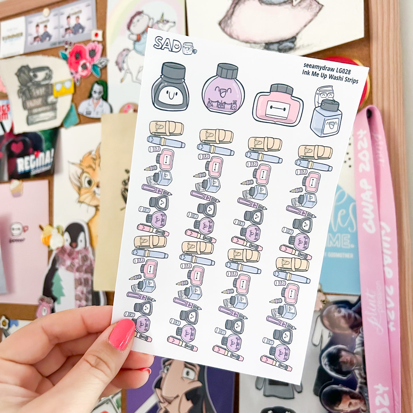 LG028 Ink Me Up Washi Strips | Regular Matte or Clear Matte