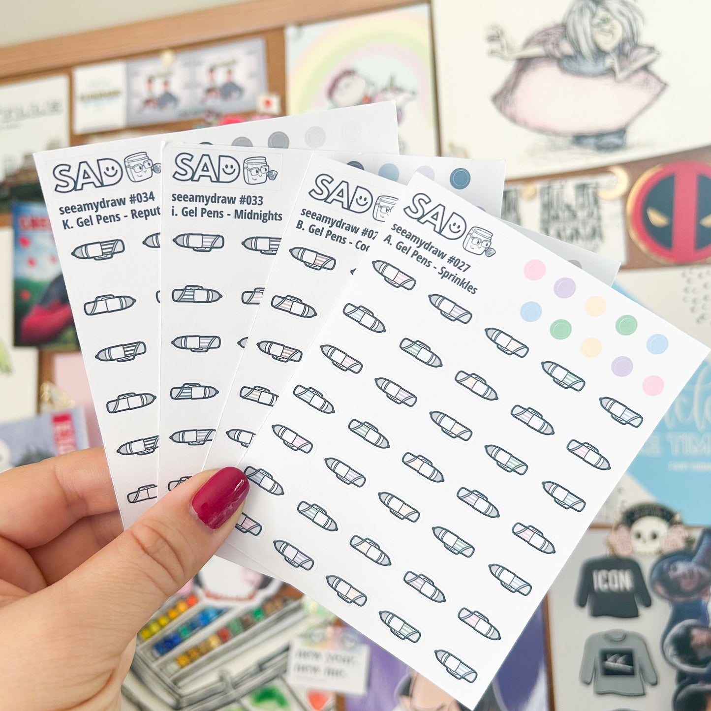 Gel Pen Stickers | 8 Color Palettes Available | Regular Matte or Clear Matte