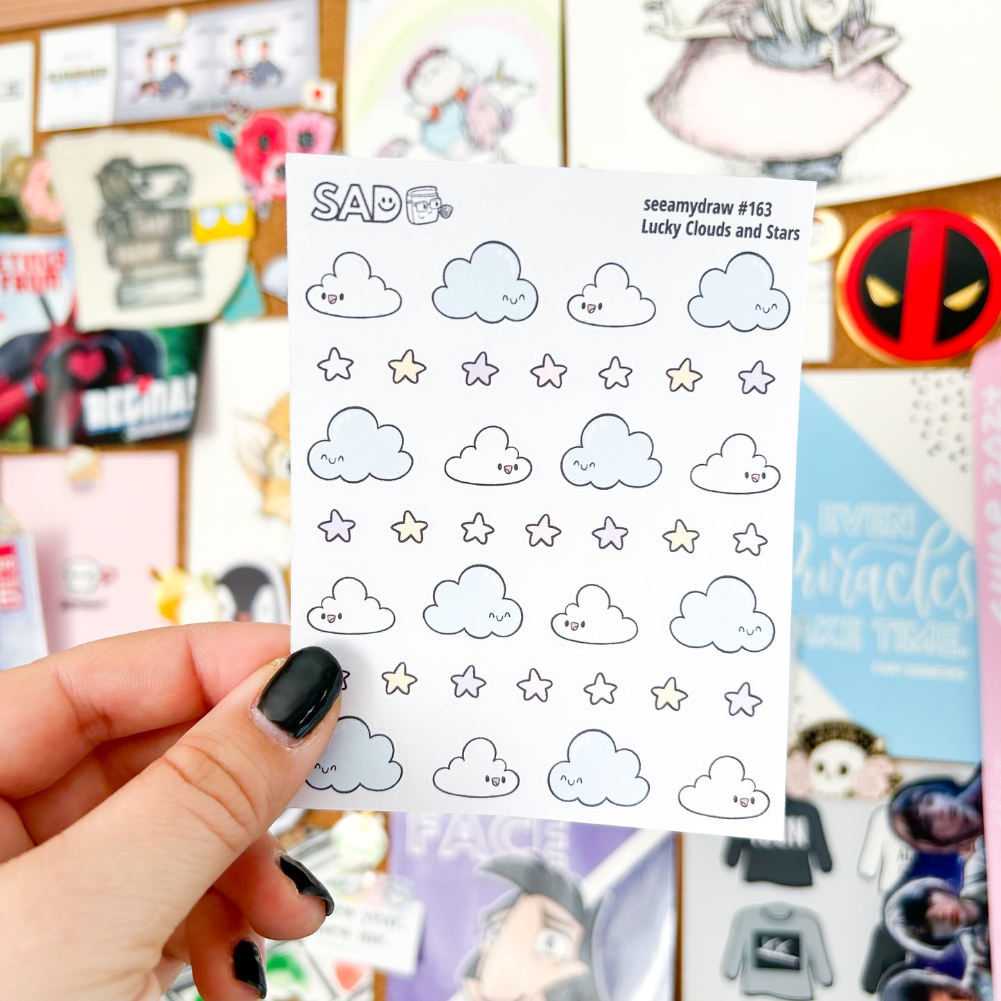 163 Lucky Clouds and Stars | Regular Matte or Clear Matte