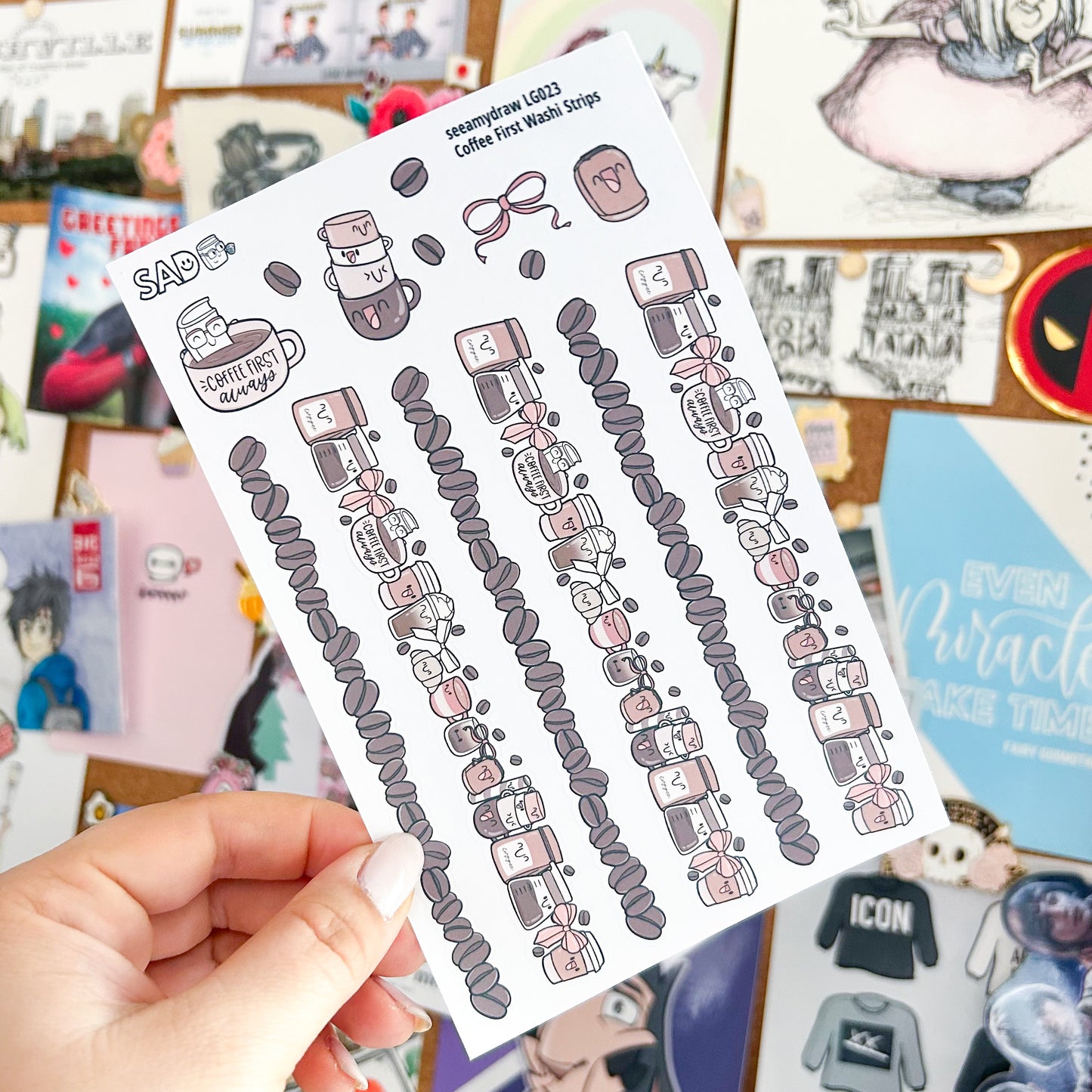 LG024 Coffee First Washi Strip | Regular Matte or Clear Matte