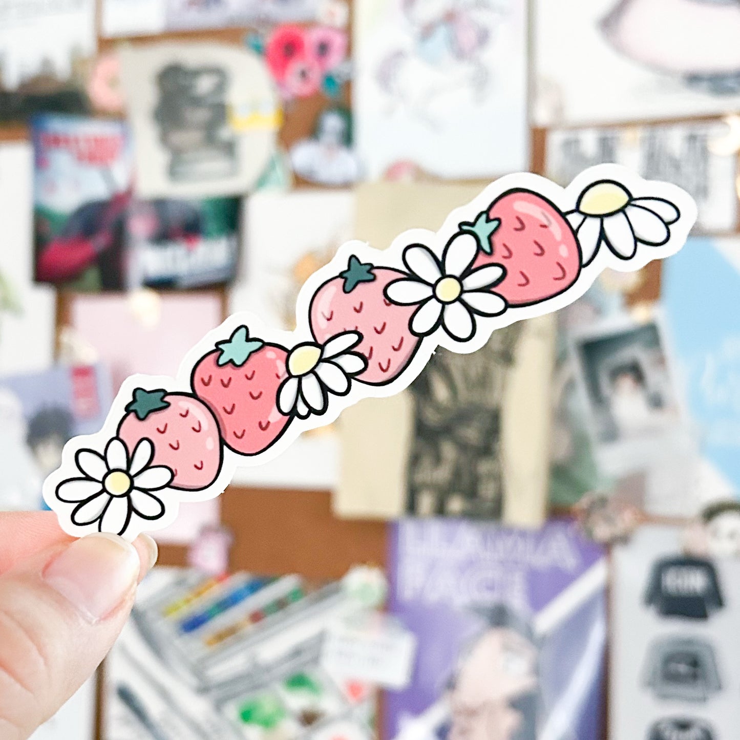 Strawberry and Daisies Vinyl | March Patreon | Dishwasher Safe