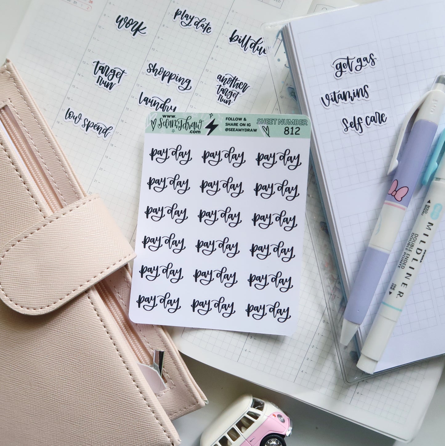 170 Pay Day Planner Stickers