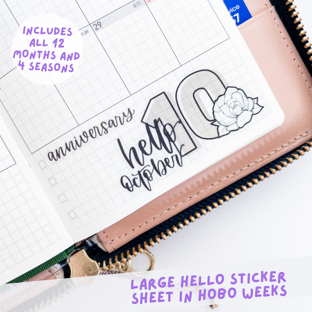 LG008 Hello Months and Seasons Sticker Sheet | Regular or Clear Matte