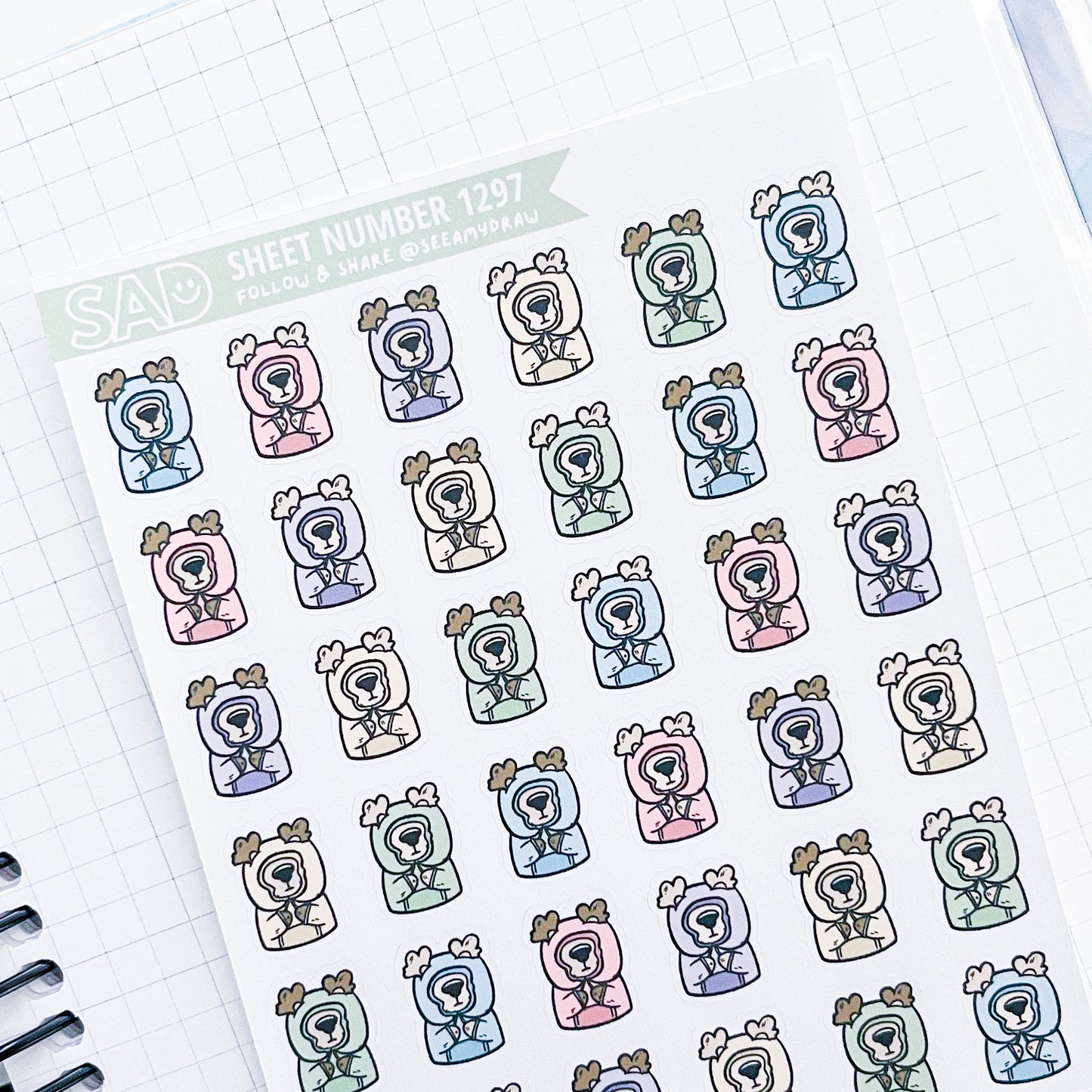 111 Nope Spring Hoodie Bears Sticker Sheet