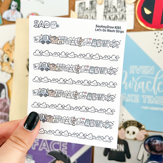 285 Let's Go Washi Strips | Regular Matte or Clear Matte