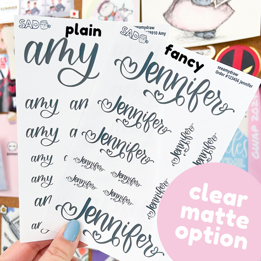 CUSTOM Sticker Sheets | 3 Word Limit | CLEAR MATTE