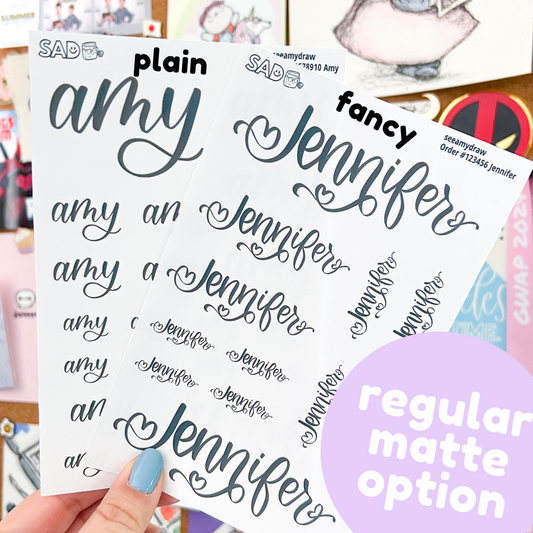 CUSTOM Sticker Sheets | 3 Word Limit | REGULAR MATTE