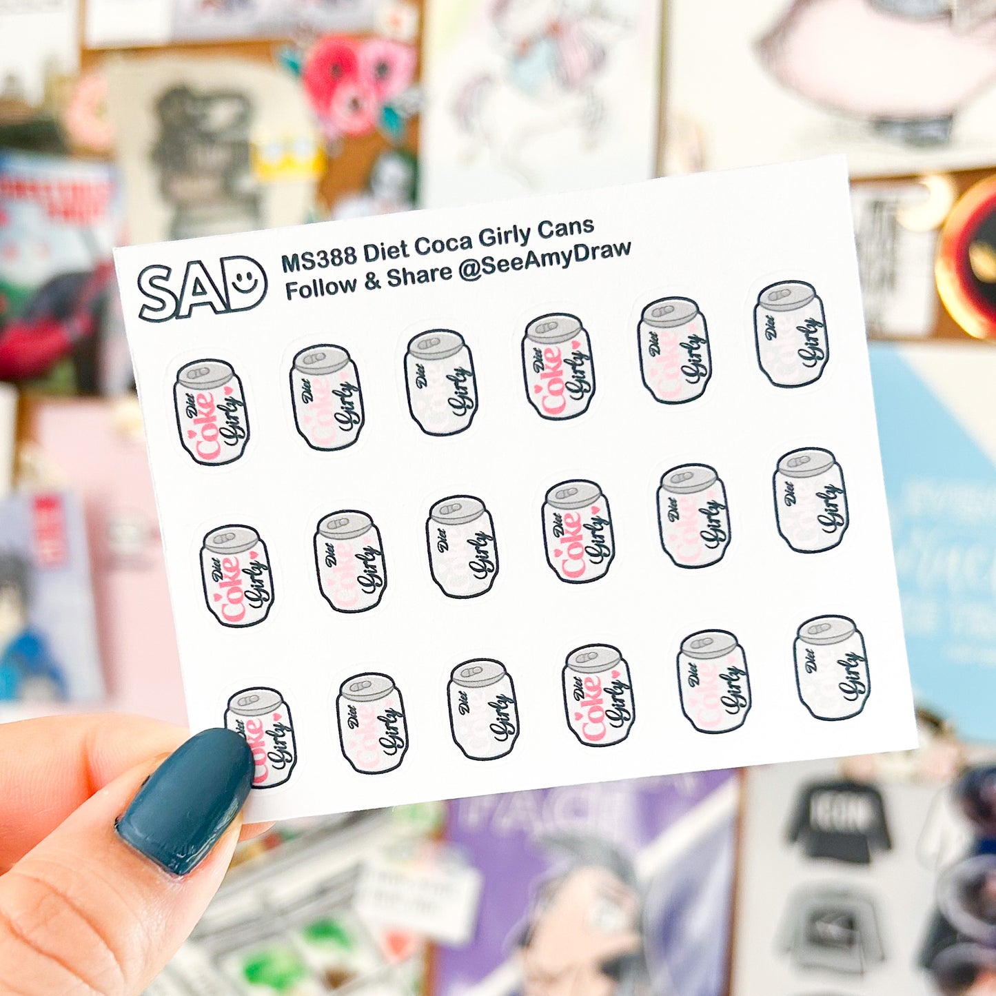 Cola Girly Can Mini Sticker Sheet | Regular or Clear Matte