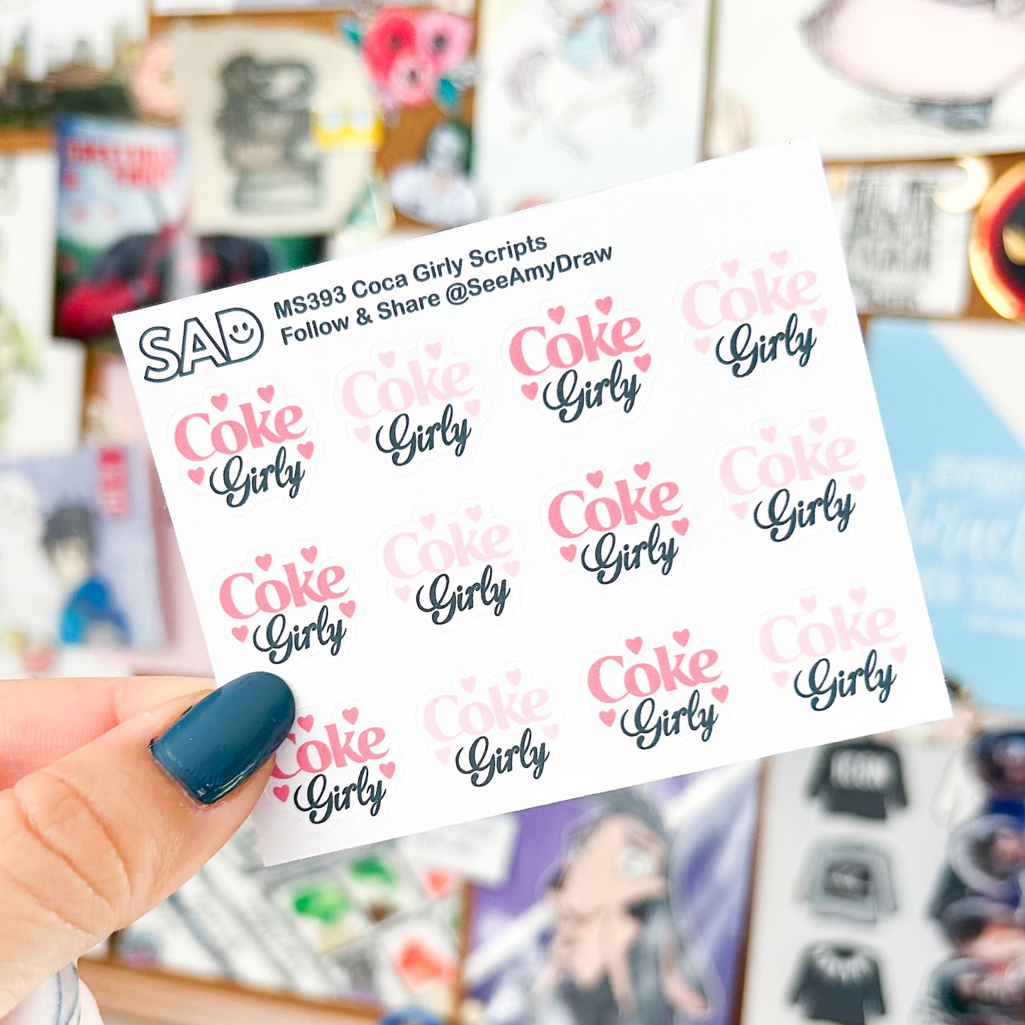 Cola Girly Script Mini Sticker Sheet | Regular or Clear Matte