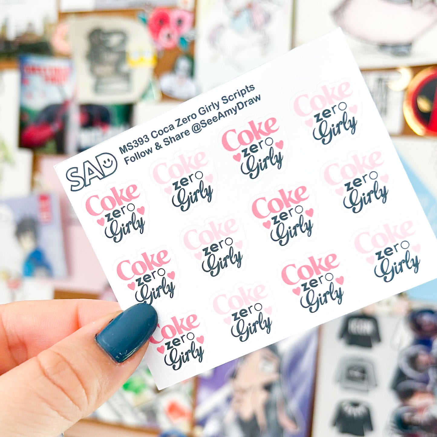 Cola Girly Script Mini Sticker Sheet | Regular or Clear Matte