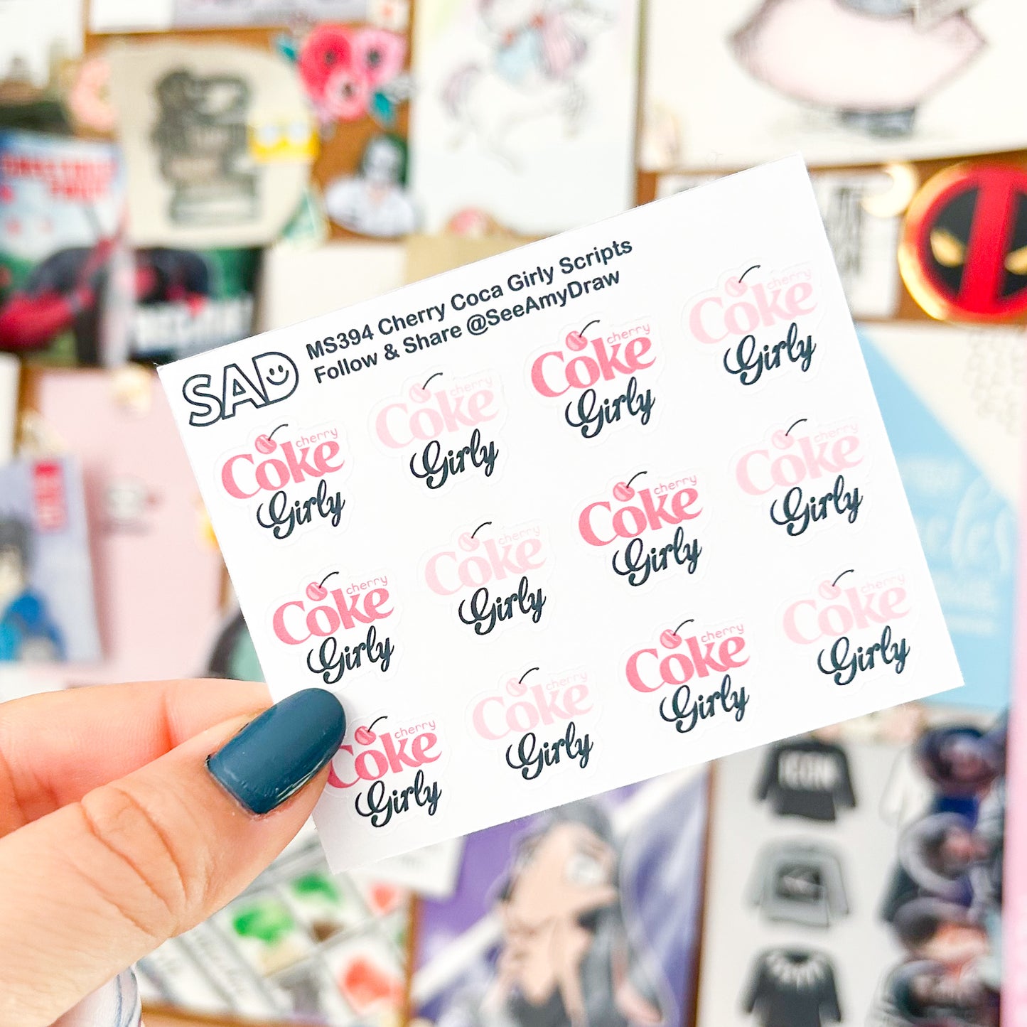 Cola Girly Script Mini Sticker Sheet | Regular or Clear Matte