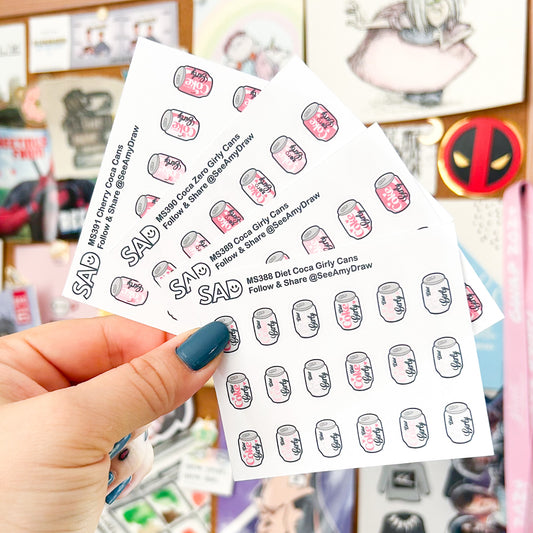 Cola Girly Can Mini Sticker Sheet | Regular or Clear Matte