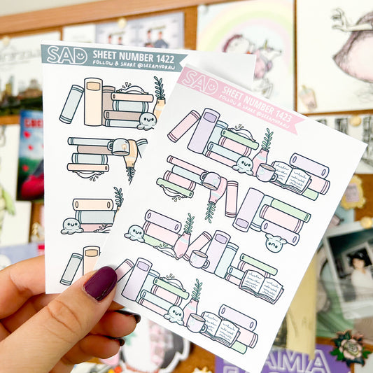 Bookish Washi Strip Sticker Sheet | Regular Matte or Clear Matte