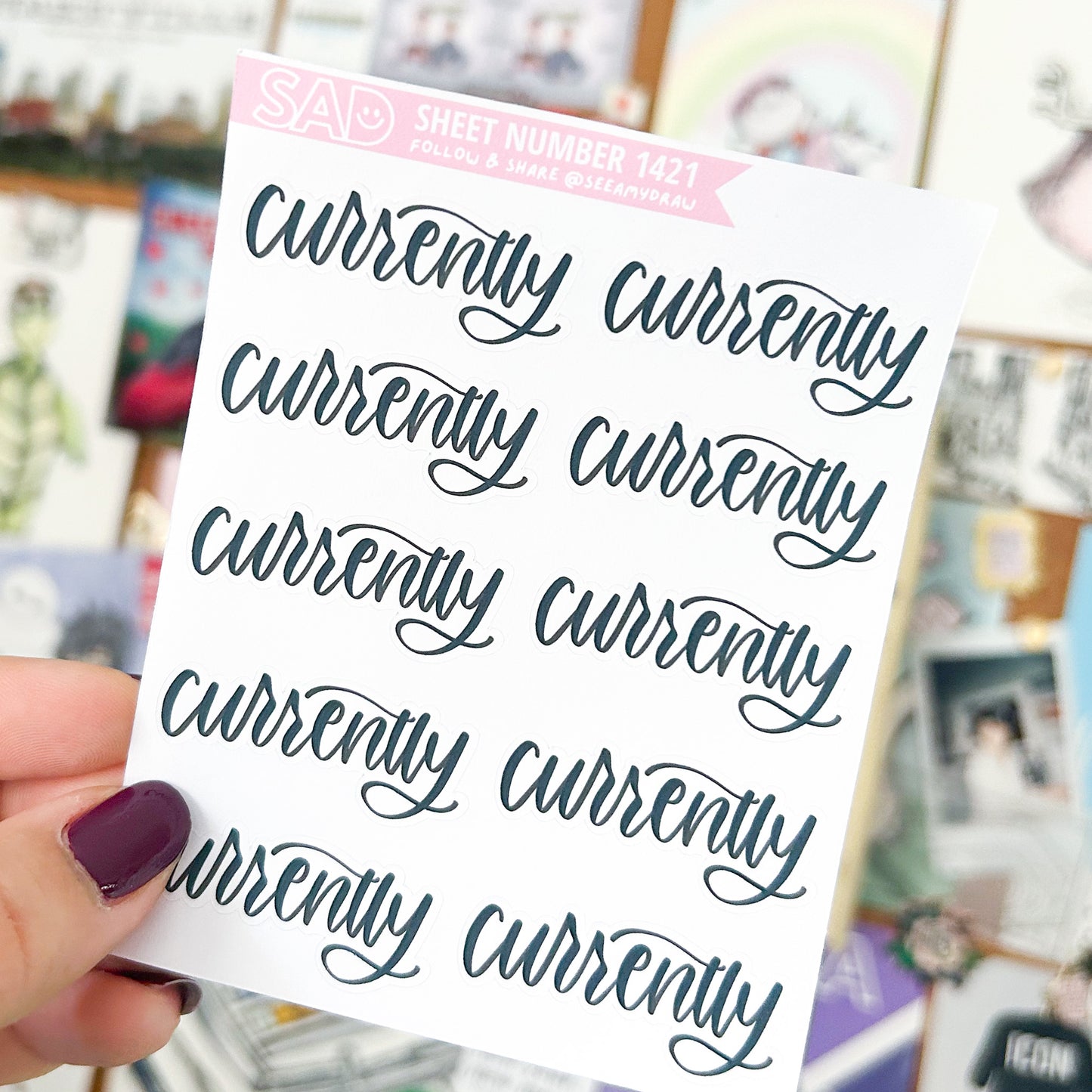 135 Currently Script Sticker Sheet | Regular Matte or Clear Matte