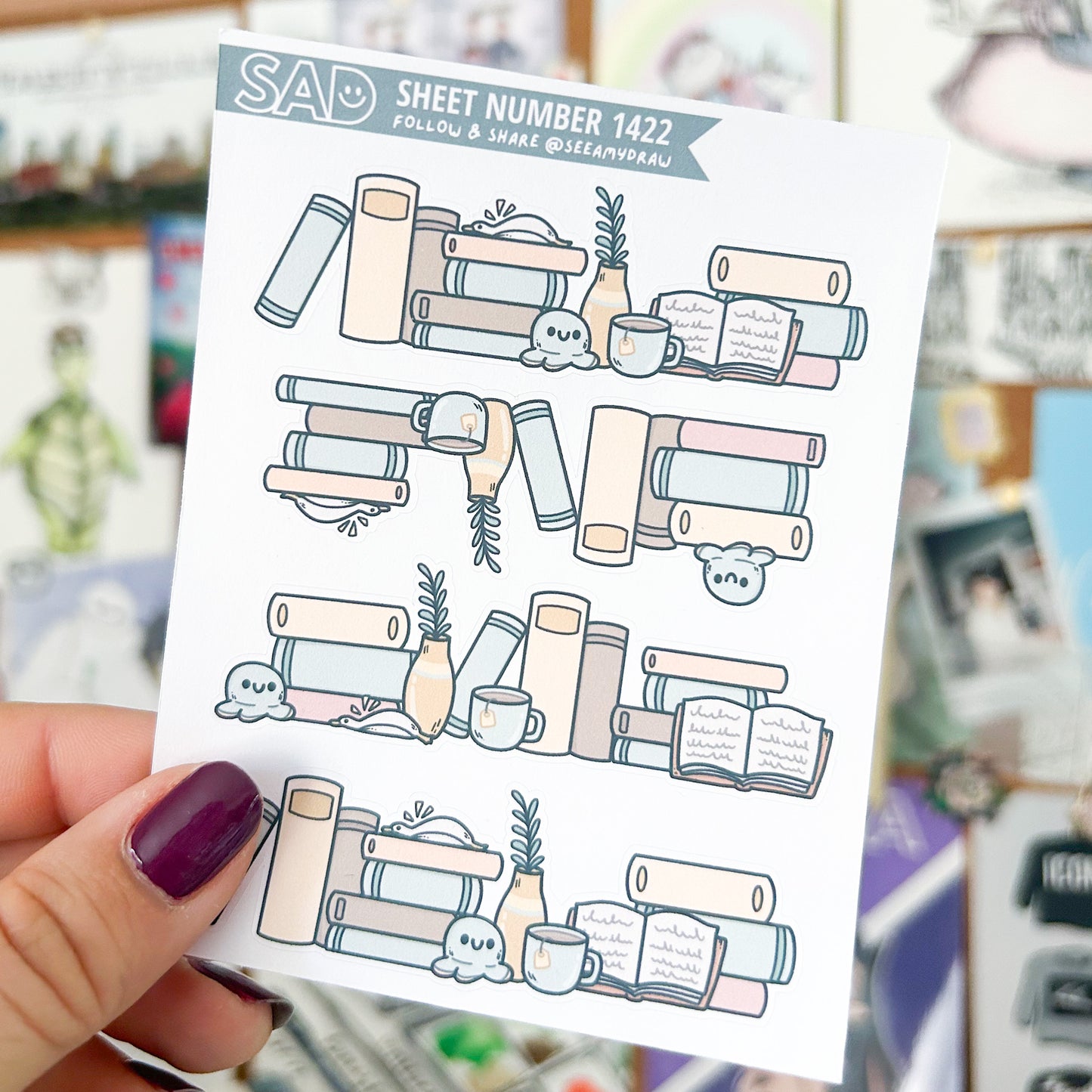 Bookish Washi Strip Sticker Sheet | Regular Matte or Clear Matte