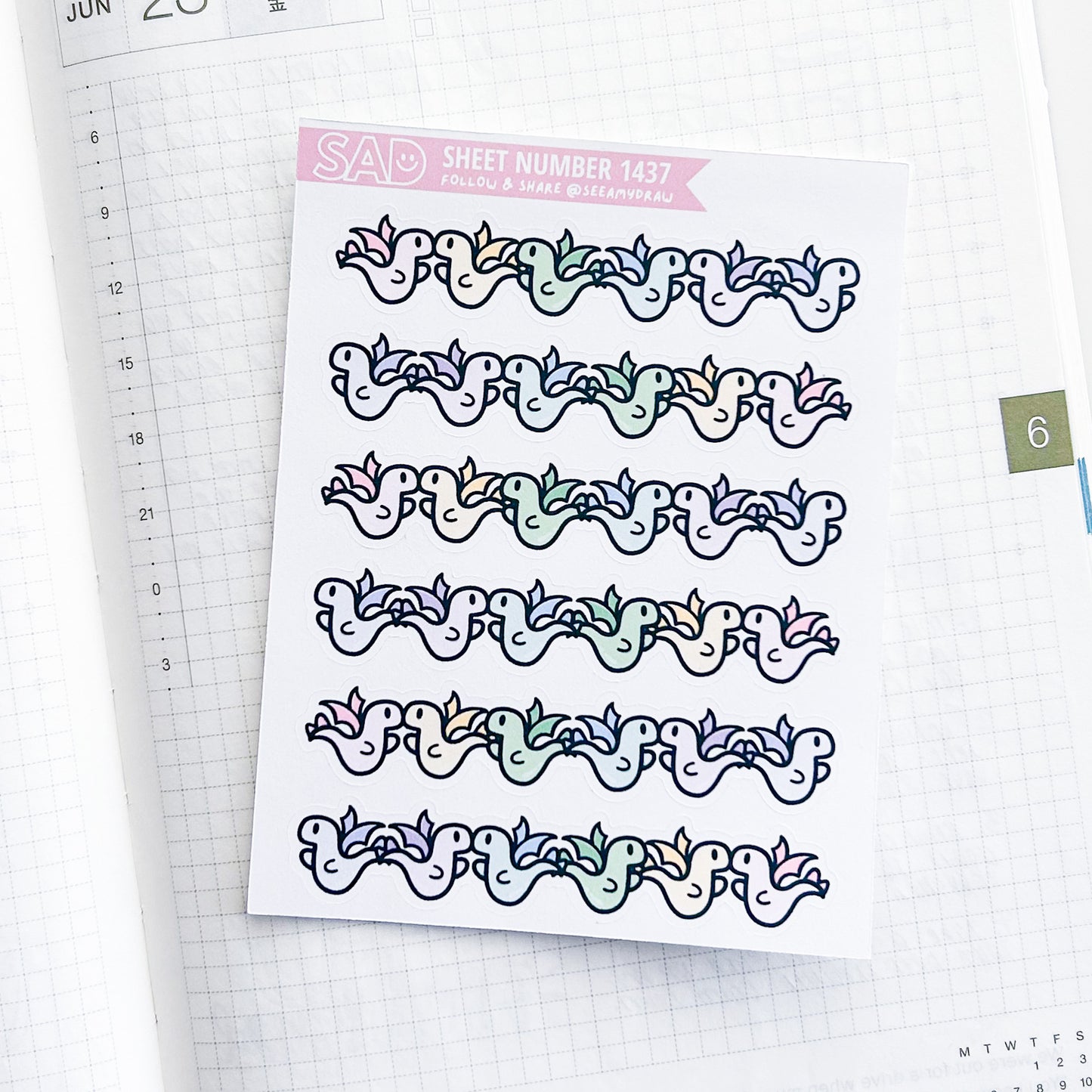 046 Rainbow Dragon Washi Passport Size | Regular Matte or Clear Matte