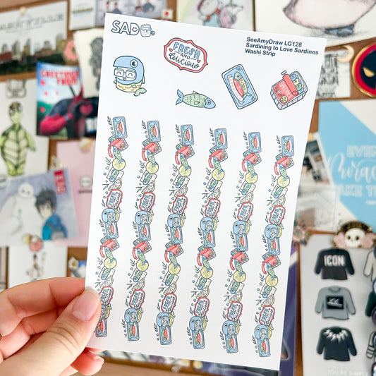 LG128 Sardining to Love Sardines Washi Strips