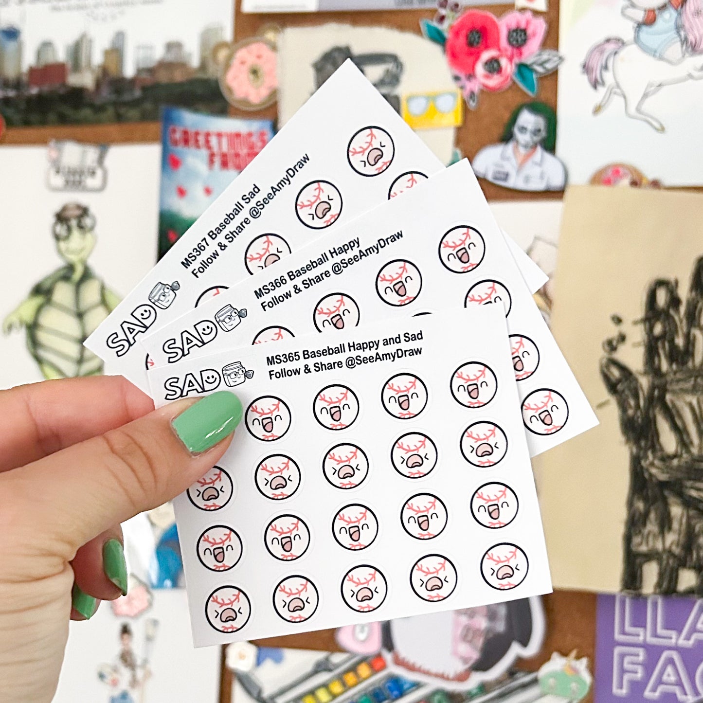 Baseball Happy and Sad Mini Sheet | Regular or Clear Matte