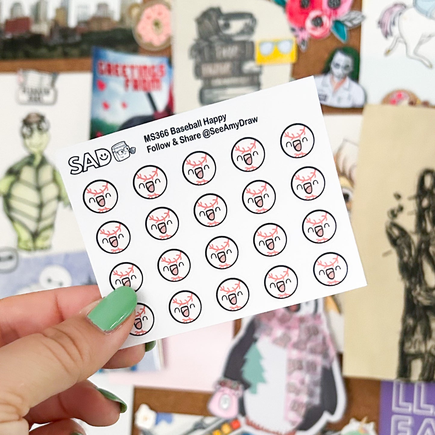 Baseball Happy and Sad Mini Sheet | Regular or Clear Matte