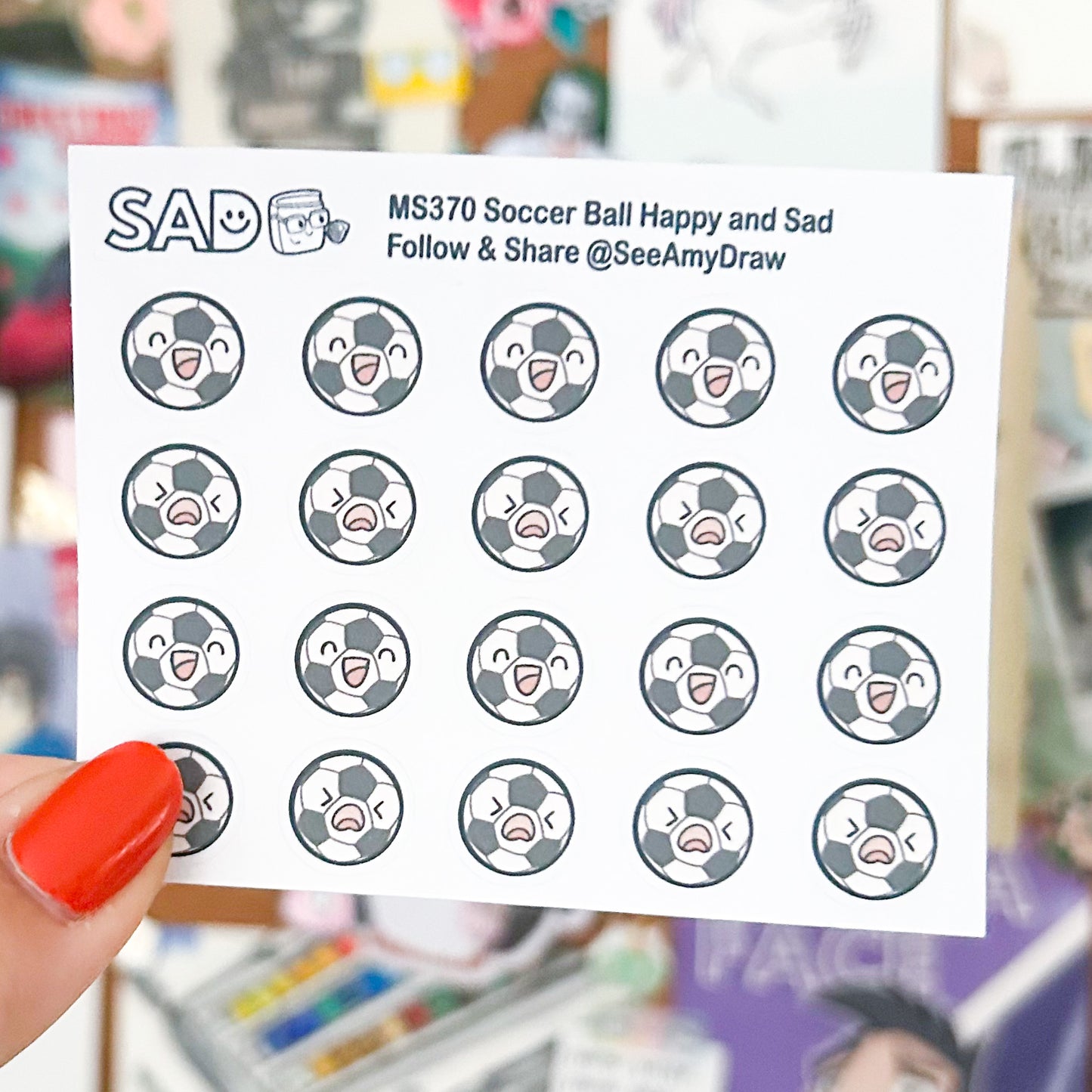 Soccer Ball Happy and Sad Mini Sheet | Regular or Clear Matte