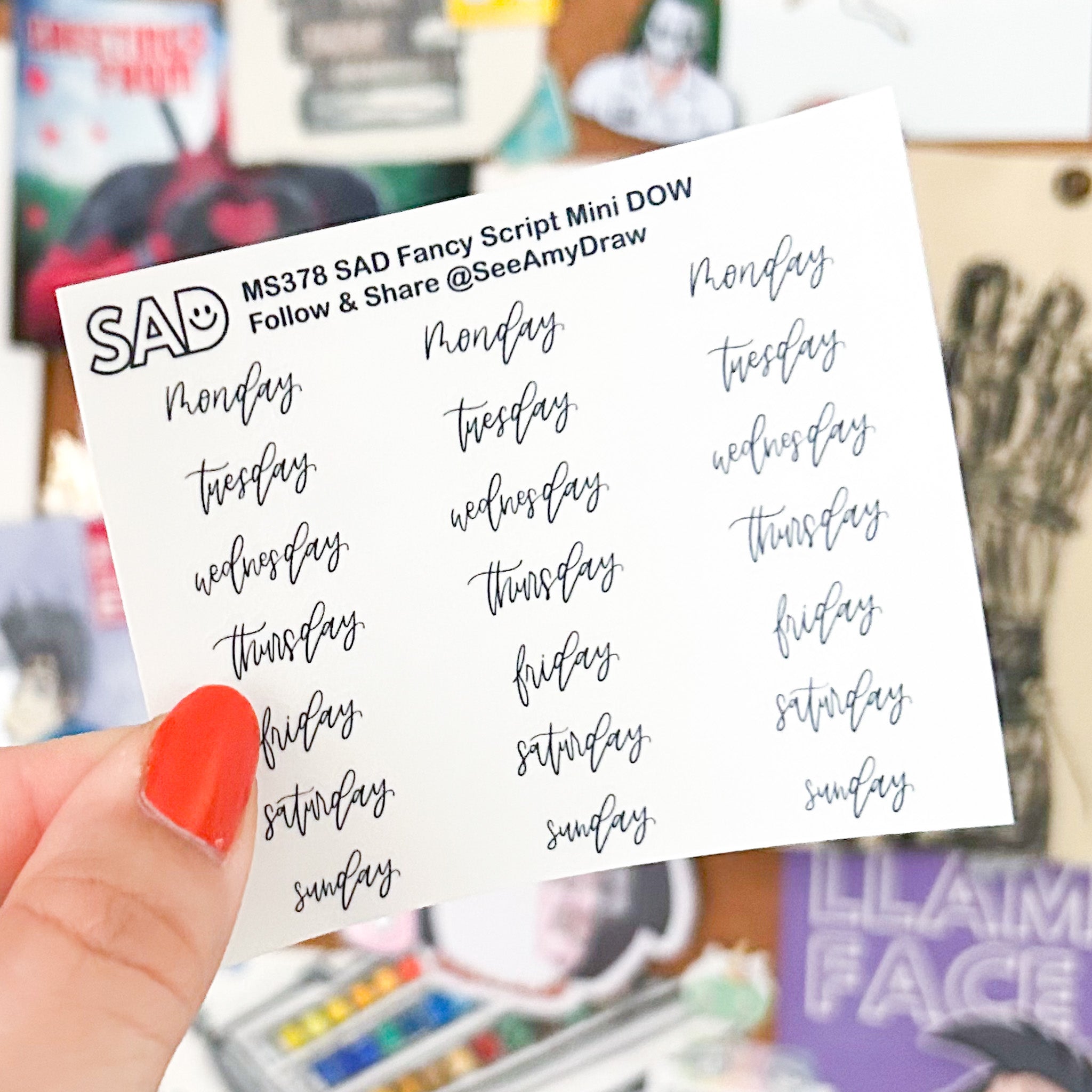 MS 378 SAD Fancy Scripts Mini DOW | Regular or Clear Matte – See Amy Draw