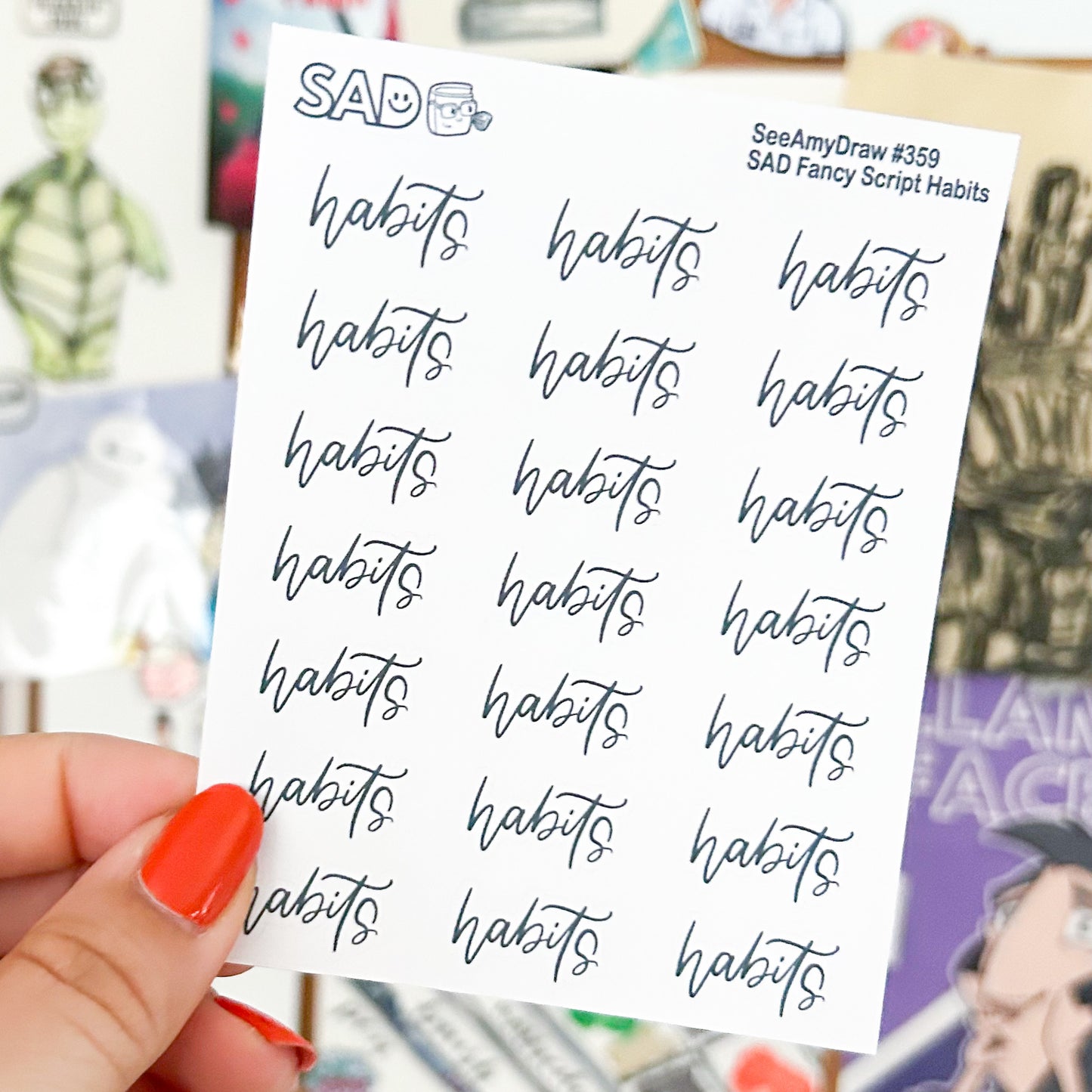 359 SAD Fancy Script Habits – See Amy Draw
