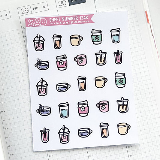 049 Colorful Caffeine Cups | Regular Matte or Clear Matte