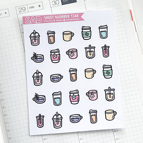 1348 Colorful Caffeine Cups | Regular Matte or Clear Matte