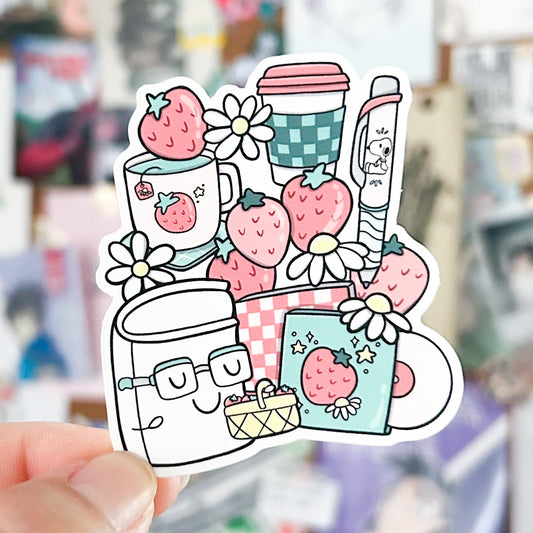 Strawberry Reed Cluster Vinyl | Dishwasher Safe