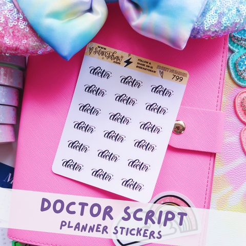 799 - Doctor Script Sticker Sheet