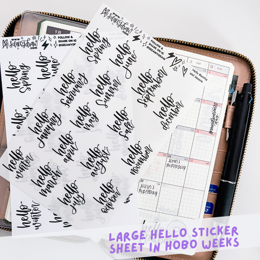 LG008 Hello Months and Seasons Sticker Sheet | Regular or Clear Matte