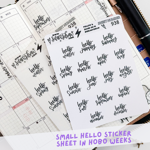 938 - Hello Months and Seasons Sticker Sheet