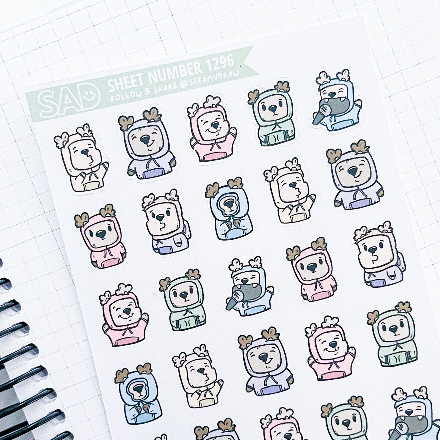 120 Spring Hoodie Bears Sticker Sheet
