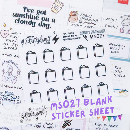 MS027- Blank Shopping Bag Sticker Sheet