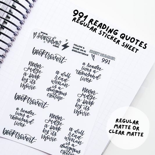 064 Reading Quote Scripts Sticker Sheet