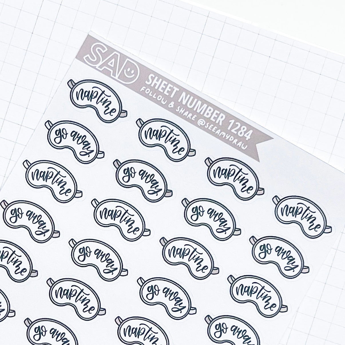 1284 Neutral Go Away Sleep Mask Sticker Sheet